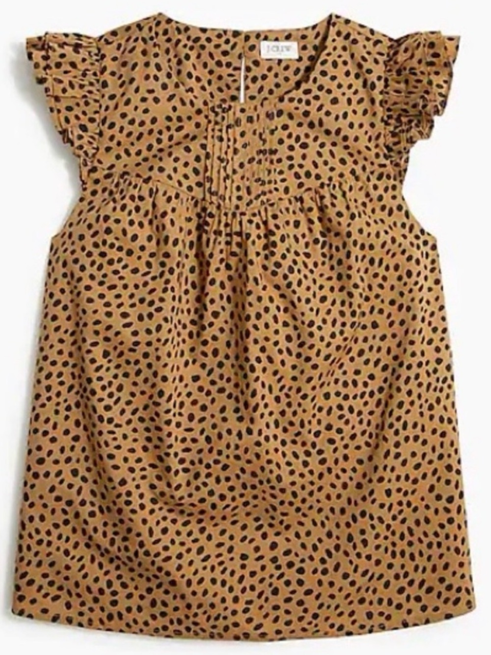 New J.Crew Womens Medium Leopard Print Ruffle Pleated Cotton Blouse Top J. Crew
